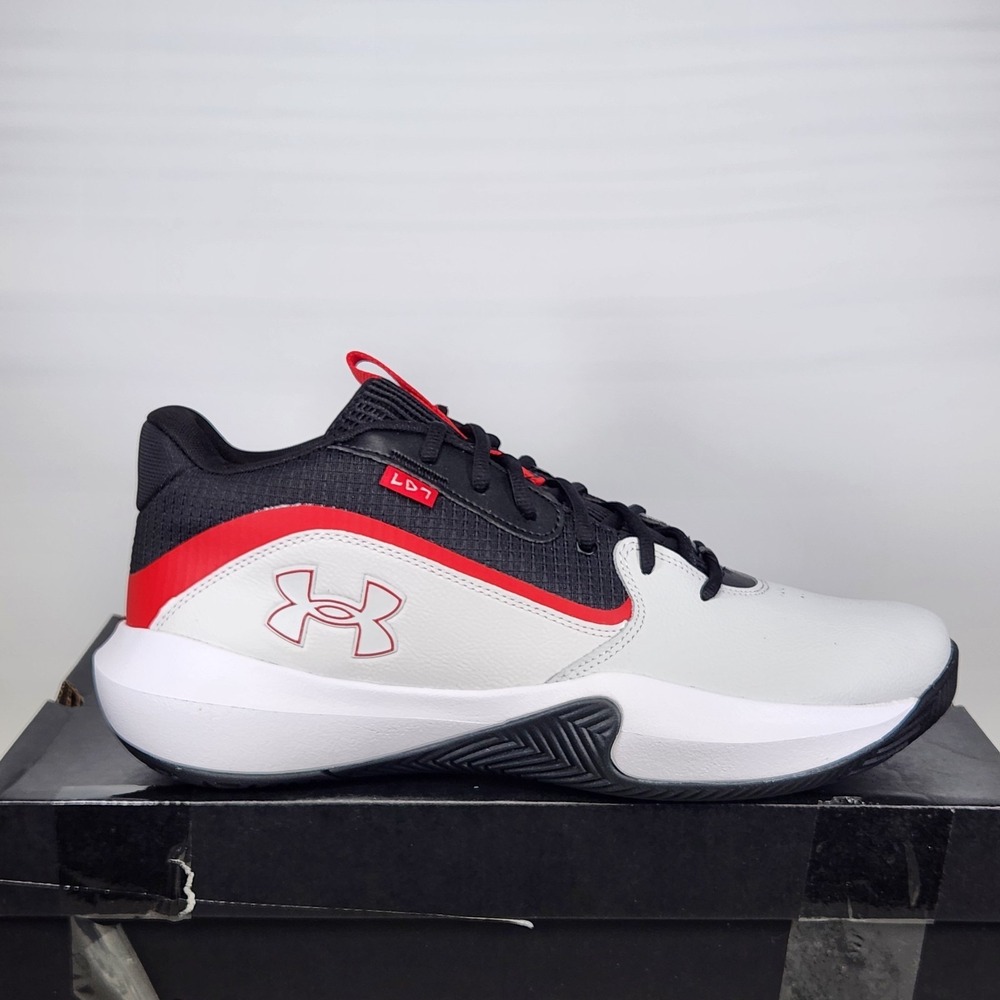 Under Armour Lockdown 7 Basketball Shoes Men Size 13 Halo Gray Black Red Low Top
